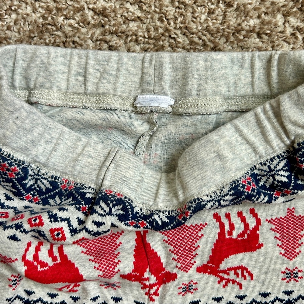 Gap Kids Gray Red Reindeer Fair Isle Holiday Snug Fit Pajama Set Size 10 - Picture 12 of 12